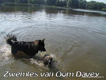 Fee leert zwemmen van haar oom Davey